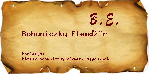 Bohuniczky Elemér névjegykártya